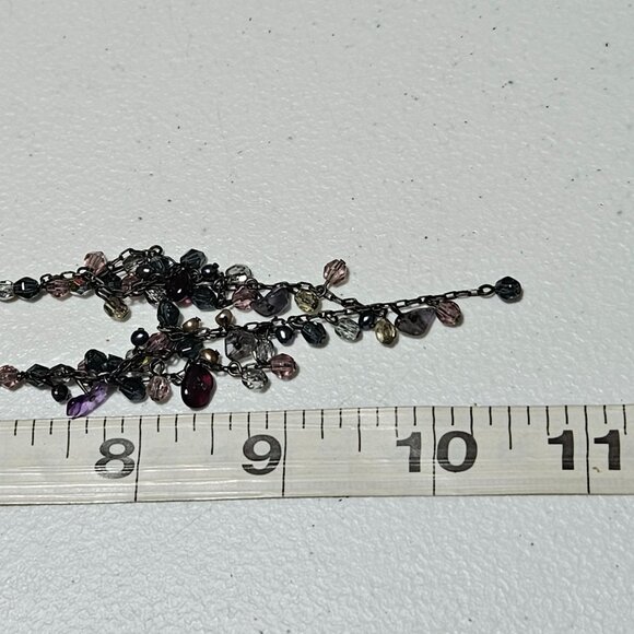Anne Kline Boho Blue Purple Beaded Waterfall Chain Necklace Fashion Jewelry - Picture 6 of 6